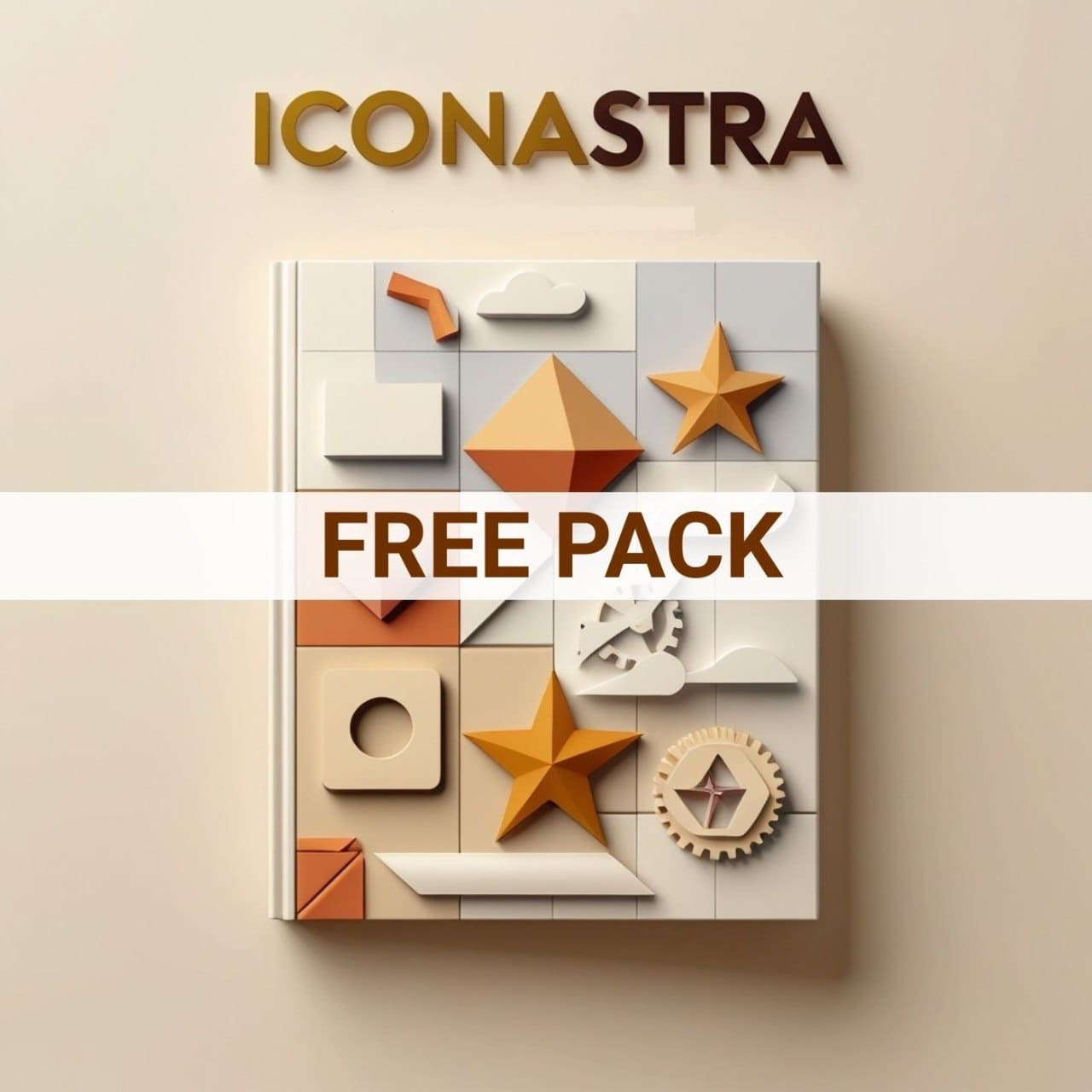 Iconastra free pack with geometric shapes on a beige background