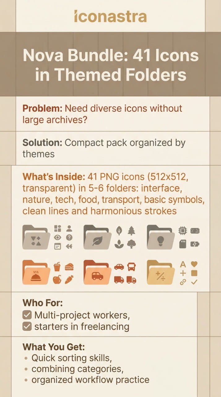 Promotional image for a Nova Bundle of icons with text and icons displayed.