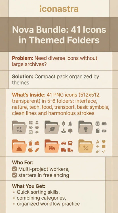 Promotional image for a Nova Bundle of icons with text and icons displayed.